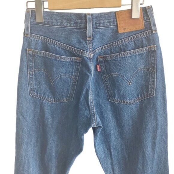 Levi's 501 Distressed Button Fly Blue Jeans Size 25 x 28 - Picture 4 of 9